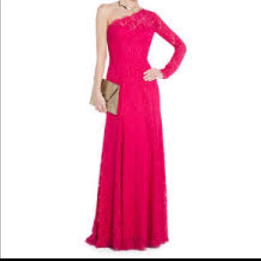 REDUCED BCBG one shoulder lace gown. Beautiful!!